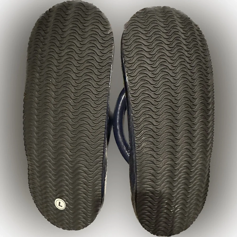 RARE Y2K Sugar Floatie Shoes NAVY PINK flip flops sz L(9/10) pool beach sandal